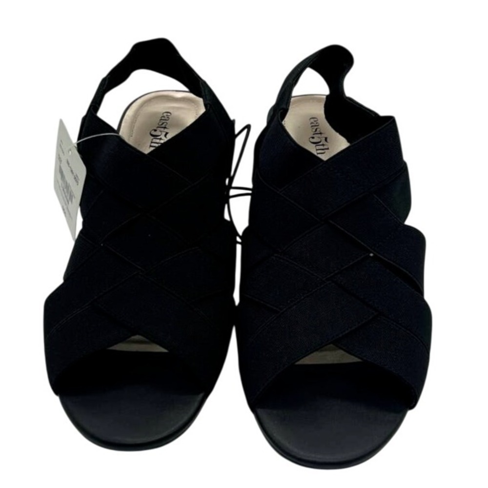 NWT East 5th Needmore Black Size 8M Slip On Block Heel Peep Toe Sandals - Picture 4 of 11